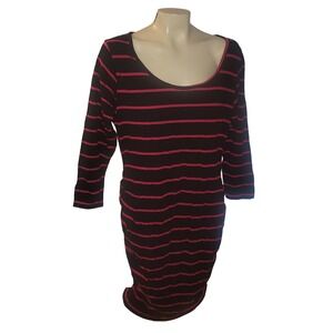 Penelopes Closet New Black Pink Stripe Long Sleeve Ruched Dress plus size 2X